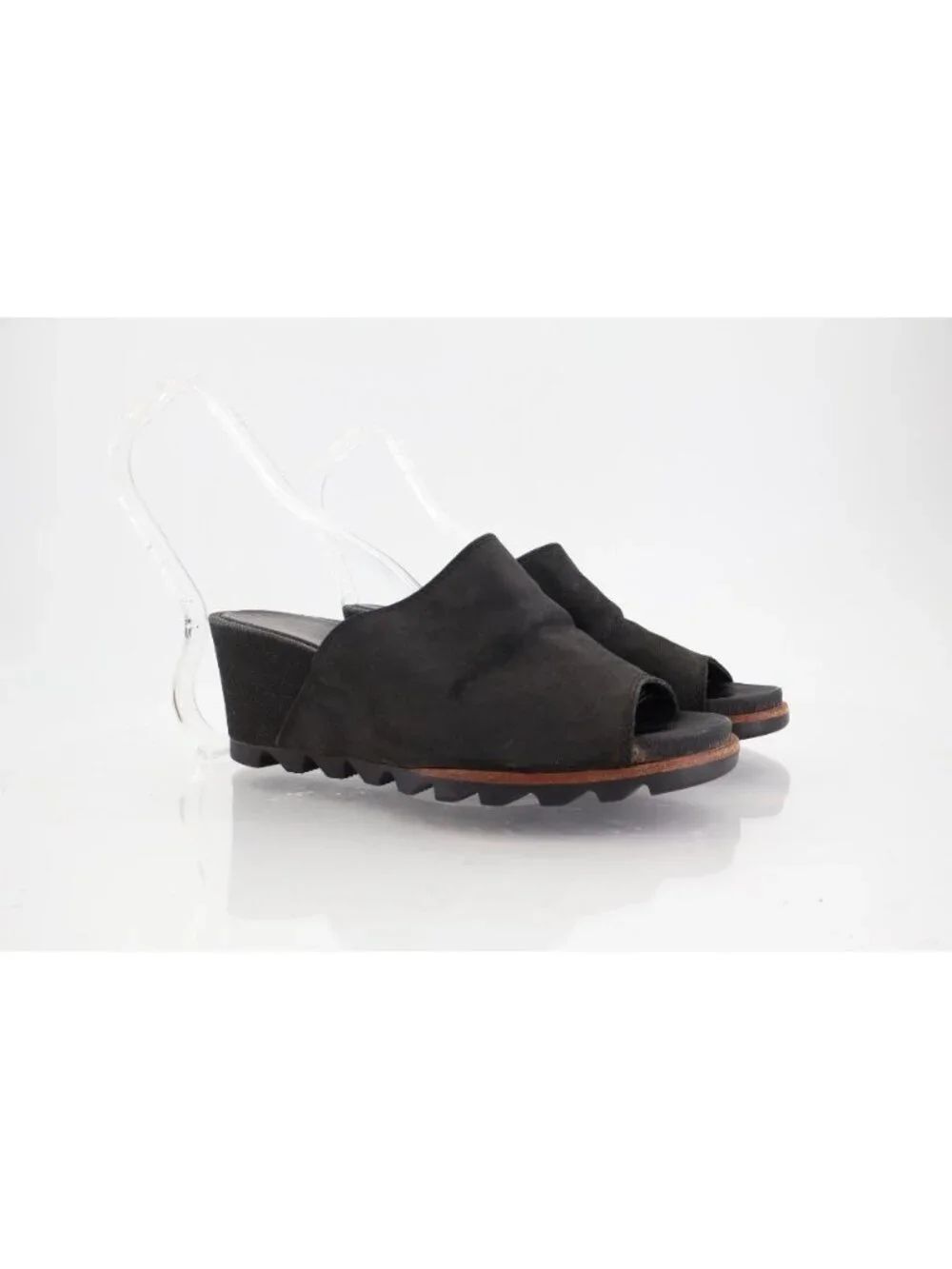 Dansko Womens Joanie Mule Size 7.5 Black Leather Slide Wedge Platform Shoe